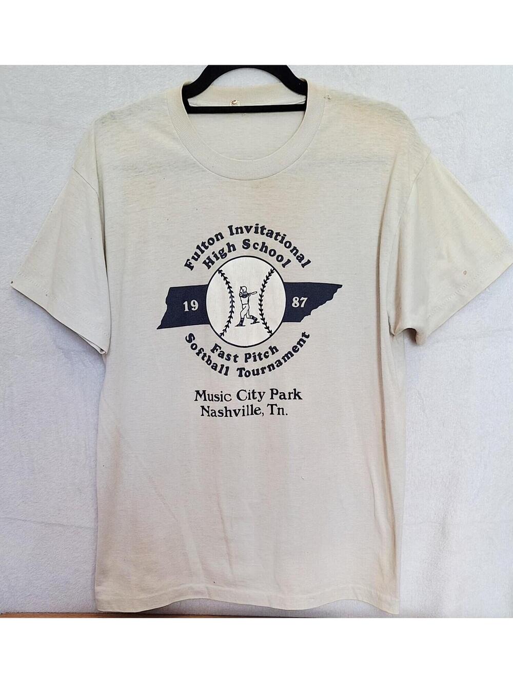 RARE Vintage 87 Screen Stars T Shirt Fulton High Softball Nashville TN 50/50 XL